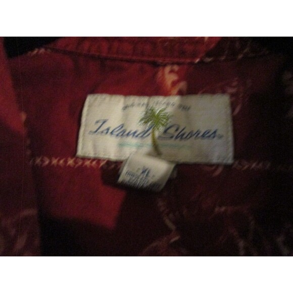 Island Shores Hawaiian Shirt Mens XL Red Floral Fish Short Sleeve Button Up - Picture 2 of 3
